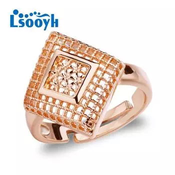 LSOOYH модное кольцо ювелирные изделия цвета розового золота регулируемое кольцо пресноводное квадратное полое кольцо для женщин A белый