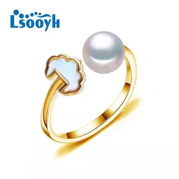 LSOOYH модное регулируемое кольцо с пресноводным жемчугом для женщин золотого цвета кольцо в форме облака ювелирные изделия gold белый