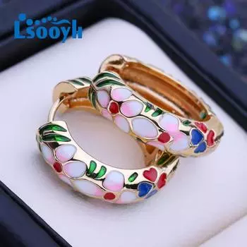 LSOOYH модные серьги-клипсы цвета розового золота, зеленые серьги-кольца, вечерние ювелирные изделия, элегантные подарки для женщин, оптовая продажа A