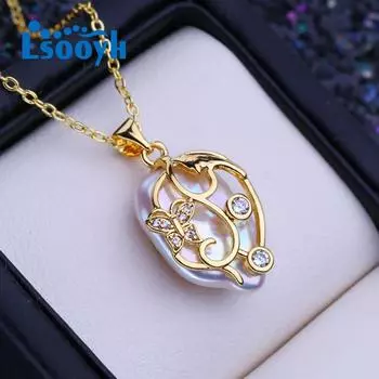 LSOOYH натуральный пресноводный большой жемчуг в стиле барокко, классический кулон, ожерелья для женщин и девочек, подарок на день рождения белый