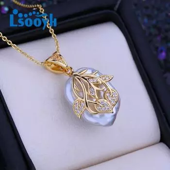 LSOOYH натуральный пресноводный большой жемчуг в стиле барокко кулон классический цветок кулон ожерелья для женщин девушка подарок на день рождения вечерние ювелирные изделия белый