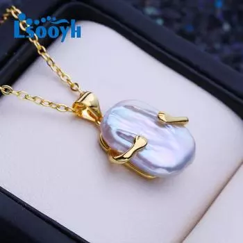 LSOOYH натуральный пресноводный большой жемчуг в стиле барокко, классический кулон, ожерелья для женщин и девочек, подарок на день рождения белый