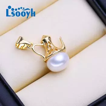 LSOOYH натуральный пресноводный жемчуг, модный золотой цвет, кулон в виде чайника, ожерелья для женщин, подарок для девочек белый