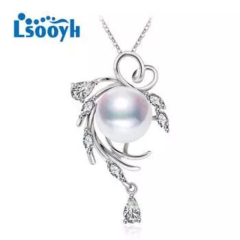 LSOOYH Натуральный пресноводный жемчуг ожерелья для женщин мода хрустальный кулон свадебные украшения белый