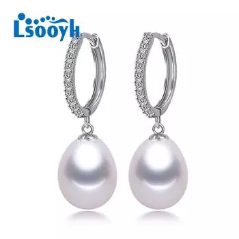 LSOOYH очаровательные серьги с пресноводным жемчугом для женщин, модные серьги-кольца, свадебный подарок, ювелирные изделия с жемчугом чёрный
