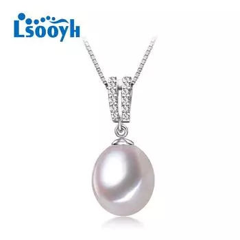 LSOOYH ожерелье из натурального пресноводного жемчуга для женщин и девочек, модная подвеска с кубическим цирконием, подарок на день рождения, вечерние украшения белый