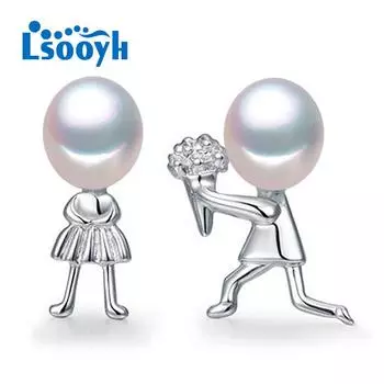 LSOOYH Романтическое предложение Брак Любовь Ювелирные изделия Натуральный камень Серьги с пресноводным жемчугом Уникальные белый