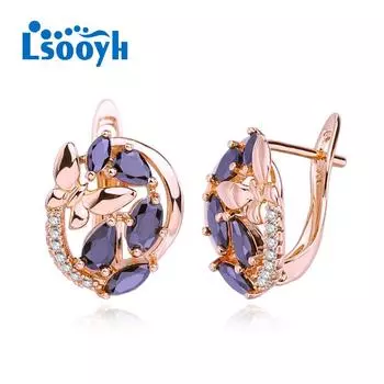 LSOOYH серьги-бабочки цвета розового золота, модные серьги для женщин, полые черные серьги-гвоздики с кубическим цирконием, ювелирные изделия A