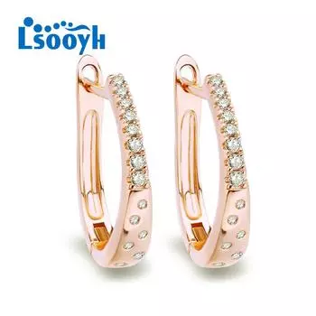 LSOOYH серьги цвета розового золота, модные серьги для женщин, серьги-гвоздики с полым цирконием, ювелирные изделия A