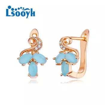 LSOOYH серьги-клипсы цвета розового золота, модные серьги для женщин, полые серьги-гвоздики с кубическим цирконием, ювелирные изделия A