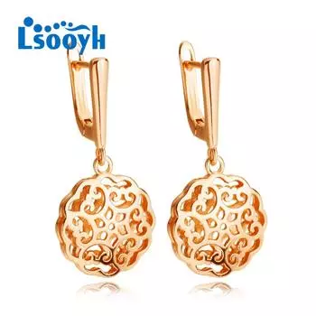 LSOOYH серьги-клипсы цвета розового золота, модные серьги для женщин, геометрические полые серьги-гвоздики с кубическим цирконием, ювелирные изделия A