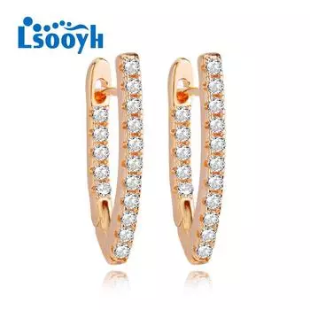 LSOOYH серьги-клипсы цвета розового золота, модные серьги для женщин, полые длинные серьги-гвоздики с бабочкой и цирконием, ювелирные изделия A