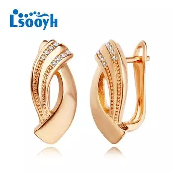 LSOOYH серьги-клипсы цвета розового золота, модные серьги для женщин, полые висячие серьги с бабочкой и кубическим цирконием, ювелирные изделия A