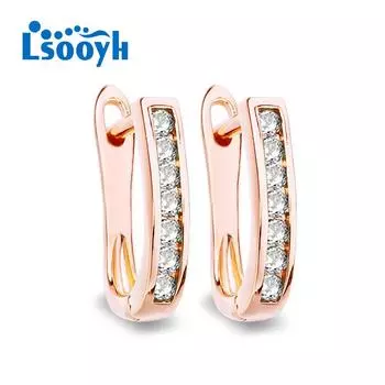 LSOOYH серьги-клипсы цвета розового золота, модные серьги для женщин, серьги-гвоздики с полым цирконием, ювелирные изделия A