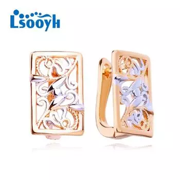 LSOOYH серьги-клипсы цвета розового золота, модные серьги для женщин, геометрические двухцветные серьги-гвоздики, ювелирные изделия A