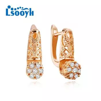 LSOOYH серьги-клипсы цвета розового золота, модные серьги для женщин, полые серьги-гвоздики с бабочкой и кубическим цирконием, ювелирные изделия A