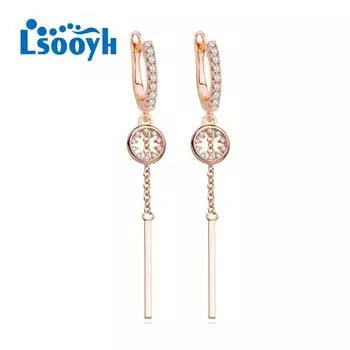 LSOOYH серьги-клипсы цвета розового золота, модные серьги для женщин, серьги-гвоздики с кубическим цирконием, ювелирные изделия A