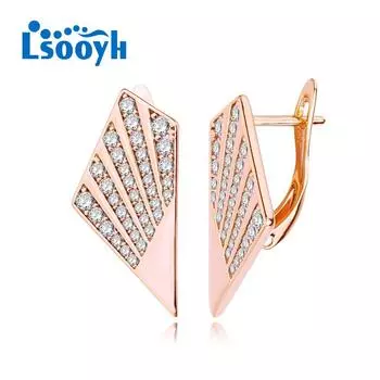 LSOOYH серьги-клипсы цвета розового золота, модные серьги для женщин, серьги-гвоздики с полым цирконием, ювелирные изделия A