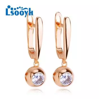 LSOOYH серьги-клипсы цвета розового золота, модные серьги для женщин, полые длинные висячие серьги с бабочкой и кубическим цирконием, ювелирные изделия A