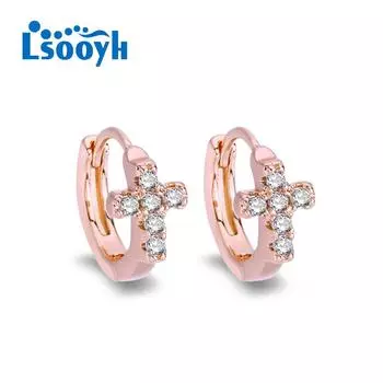 LSOOYH серьги-клипсы цвета розового золота, модные серьги для женщин, серьги-кольца с полым цирконием, ювелирные изделия A