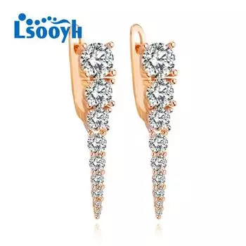 LSOOYH серьги-клипсы цвета розового золота, модные серьги для женщин, полые висячие серьги с бабочкой и кубическим цирконием, ювелирные изделия A