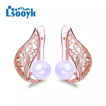 LSOOYH серьги-клипсы цвета розового золота, модные серьги для женщин, геометрические серьги-кольца, ювелирные изделия A