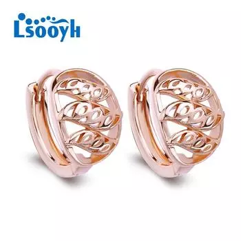 LSOOYH серьги-клипсы цвета розового золота, модные серьги для женщин, геометрические полые серьги-кольца, ювелирные изделия A