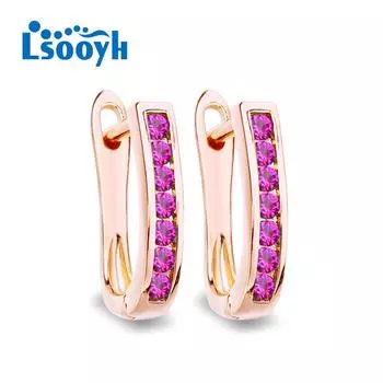 LSOOYH серьги-клипсы цвета розового золота, модные серьги для женщин, серьги-гвоздики с полым цирконием, ювелирные изделия A