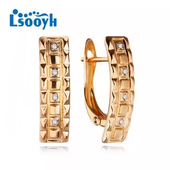 LSOOYH серьги-клипсы цвета розового золота, модные серьги для женщин, геометрические серьги-гвоздики с кубическим цирконием, ювелирные изделия A