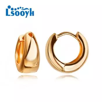 LSOOYH серьги-клипсы цвета розового золота, модные серьги для женщин, геометрические круглые серьги-кольца, ювелирные изделия A