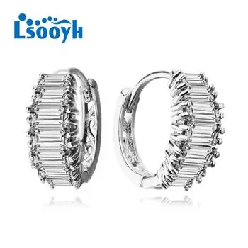 LSOOYH серьги-клипсы цвета розового золота, модные серьги для женщин, геометрические серьги-кольца с кубическим цирконием, ювелирные изделия A