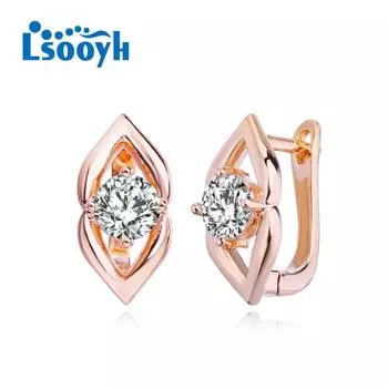LSOOYH серьги-клипсы цвета розового золота, модные серьги для женщин, серьги-кольца с полым цирконием, ювелирные изделия A