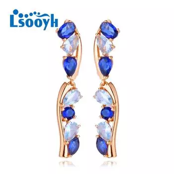 LSOOYH серьги-клипсы цвета розового золота, модные серьги для женщин, серьги-капли с геометрическим фианитом, ювелирные изделия A