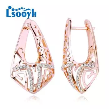 LSOOYH серьги-клипсы цвета розового золота, модные серьги для женщин, полые серьги-кольца, ювелирные изделия A