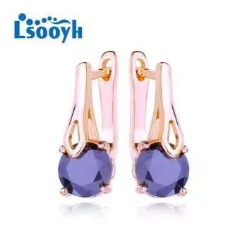 LSOOYH серьги-клипсы цвета розового золота, модные серьги для женщин, полые черные серьги-гвоздики с кубическим цирконием, ювелирные изделия A