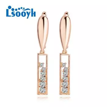 LSOOYH серьги-клипсы цвета розового золота, модные серьги для женщин, полые длинные висячие серьги с бабочкой и кубическим цирконием, ювелирные изделия A