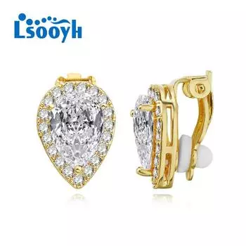 LSOOYH серьги-клипсы, модные серьги для женщин, круглые серьги с кубическим цирконием, ювелирные изделия A