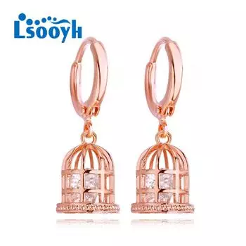 LSOOYH серьги-клипсы, модные серьги-кольца цвета розового золота с кубическим цирконием для женщин, геометрические полые серьги-кольца, ювелирные изделия A