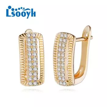 LSOOYH серьги-клипсы, модные серьги для женщин, серьги-гвоздики с полым цирконием, ювелирные изделия A