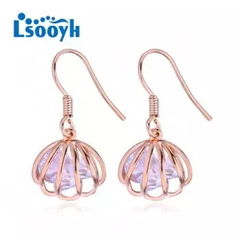 LSOOYH серьги-клипсы, модные серьги-кольца цвета розового золота с кубическим цирконием для женщин, геометрические полые серьги-кольца, ювелирные изделия A