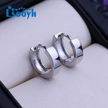 LSOOYH серьги-клипсы серебряного цвета, модные серьги для женщин, геометрические серьги-гвоздики, ювелирные изделия белый