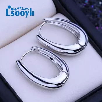 LSOOYH серьги-клипсы серебряного цвета, модные серьги для женщин, геометрические серьги-гвоздики с кубическим цирконием, ювелирные изделия белый