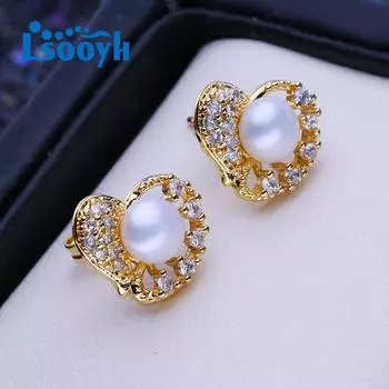 LSOOYH серьги с натуральным пресноводным культивированным жемчугом для женщин и девочек, друзья, модные серьги-гвоздики в форме сердца золотого цвета, подарок на день рождения белый