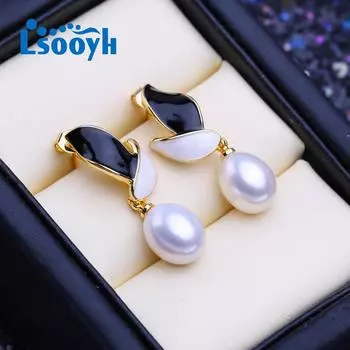 LSOOYH серьги с натуральным пресноводным жемчугом, модные вечерние длинные серьги для женщин, свадебные ювелирные изделия с жемчугом белый