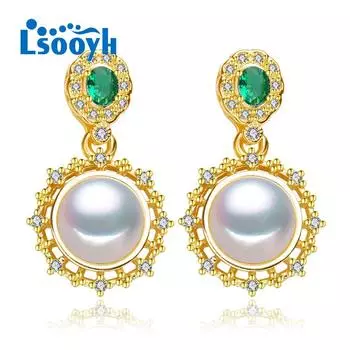 LSOOYH серьги с натуральным пресноводным жемчугом, модные вечерние длинные серьги с кубическим цирконием для женщин, ювелирные изделия из жемчуга, свадебные серьги gold белый