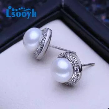 LSOOYH серьги с натуральным пресноводным жемчугом, модные вечерние серьги-гвоздики для женщин, свадебные ювелирные изделия с жемчугом белый