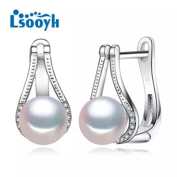 LSOOYH серьги с пресноводным жемчугом для женщин, серьги-клипсы со звездой, модные ювелирные изделия с жемчугом белый