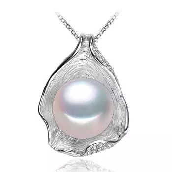 LSOOYH Shell Design 10-11 мм большой натуральный пресноводный жемчуг Ювелирное ожерелье кубический цирконий CZ ожерелье белый