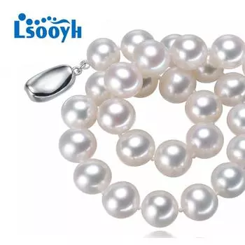 LSOOYH женское ожерелье из натурального пресноводного жемчуга 9-10 мм для свадебной вечеринки, женские ювелирные изделия на годовщину белый