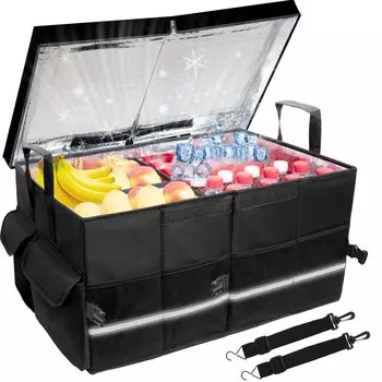 Ltevxzi складной автомобильный багажник для хранения большой емкости 72 л ящик для хранения автофургонов, водонепроницаемый/нескользящий/с ручкой, ящик, тепло/холодоизоляция,
